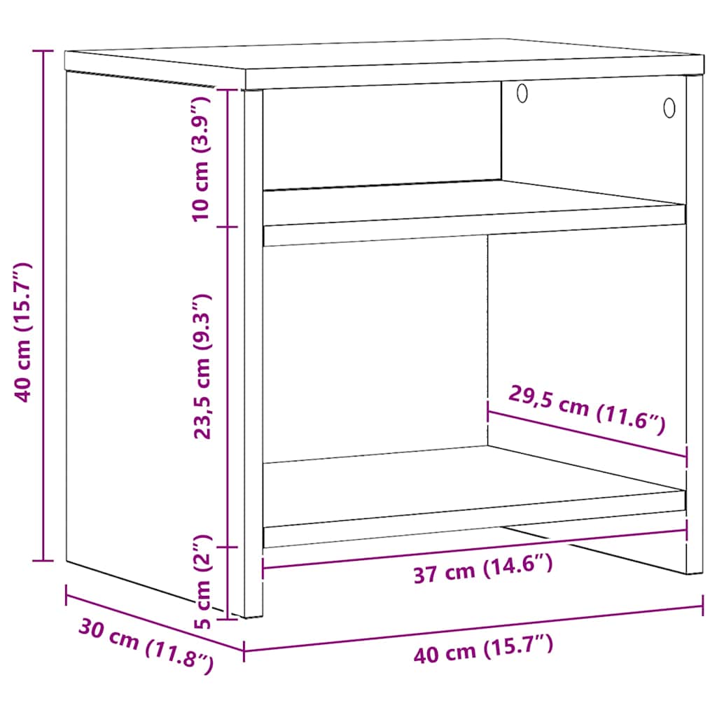Bedside Cabinet Aritisian Oak 40x30x40 cm Engineered Wood
