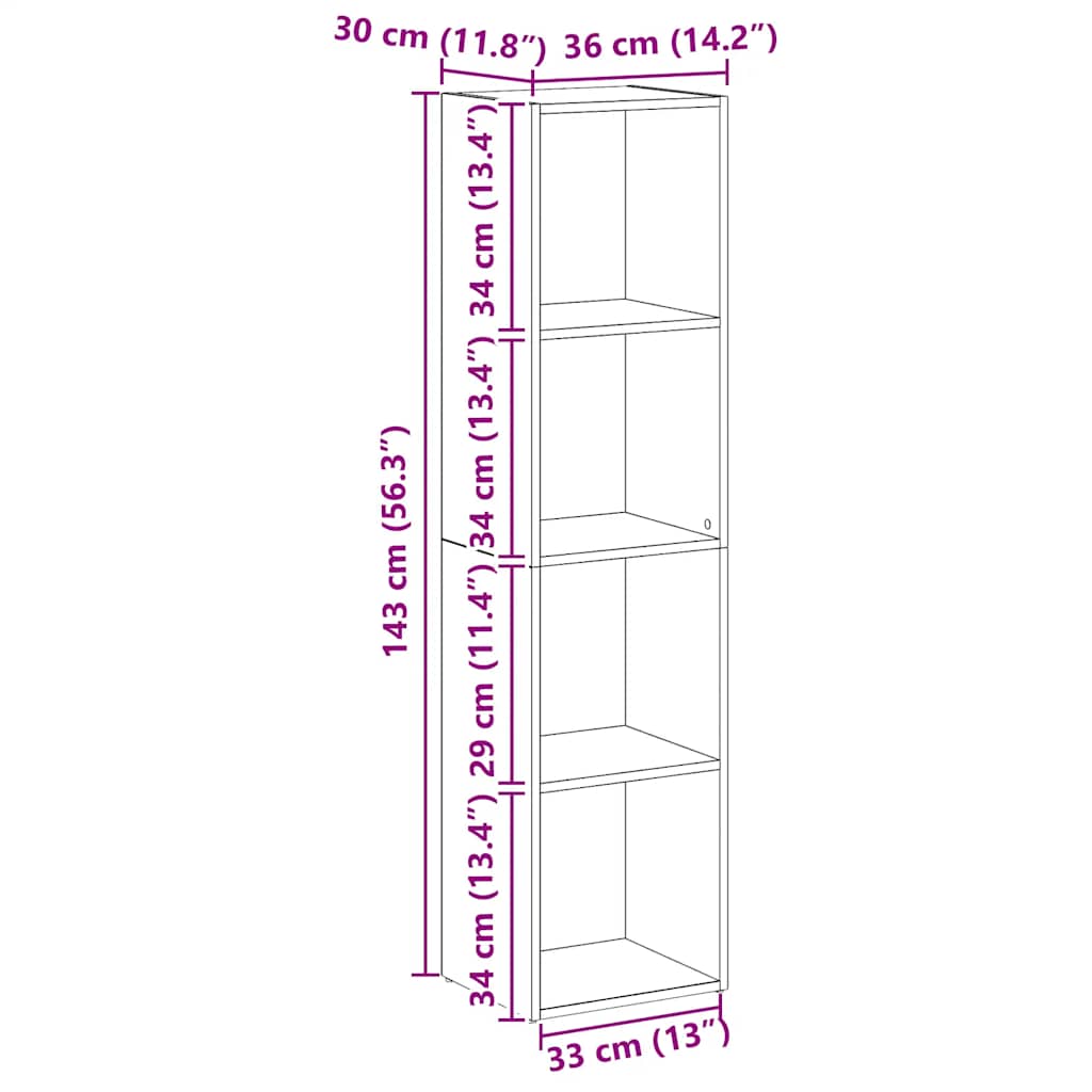 Book Cabinet Artisan Oak 36x30x143 cm Engineered Wood