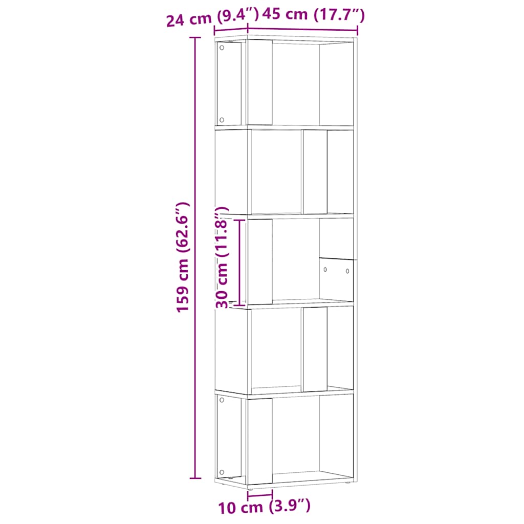 Book Cabinet Artisan Oak 45x24x159 cm Engineered Wood