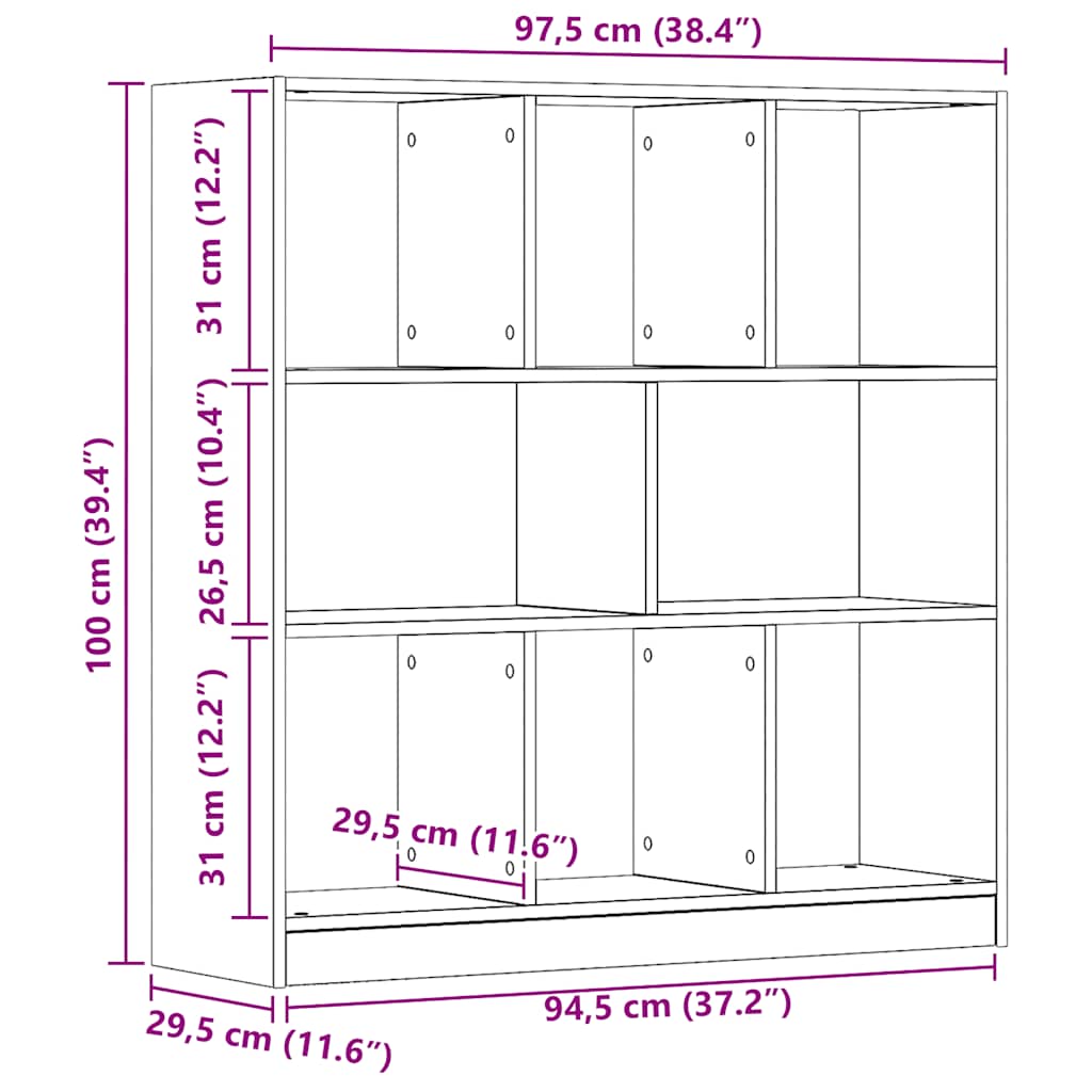 Book Cabinet Artisan Oak 97.5x29.5x100 cm Engineered Wood