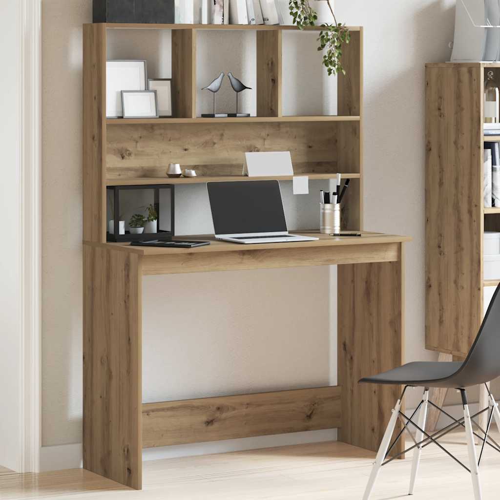 Desk with Shelves Artisan Oak 102x45x148 cm Engineered Wood