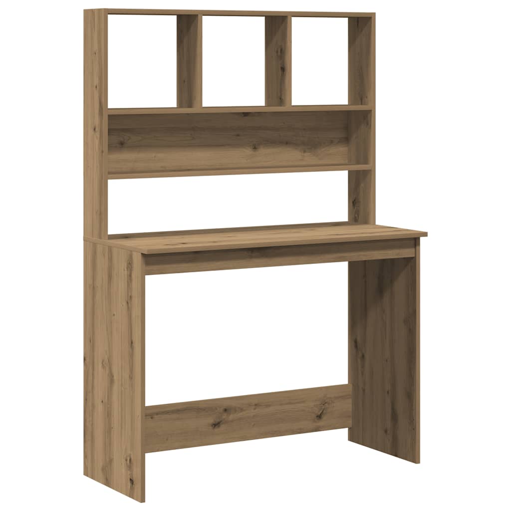 Desk with Shelves Artisan Oak 102x45x148 cm Engineered Wood