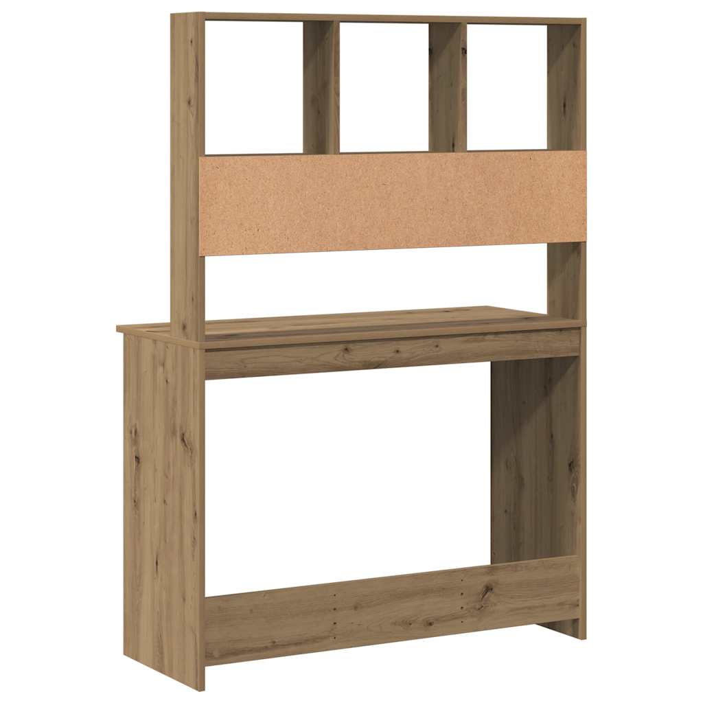 Desk with Shelves Artisan Oak 102x45x148 cm Engineered Wood