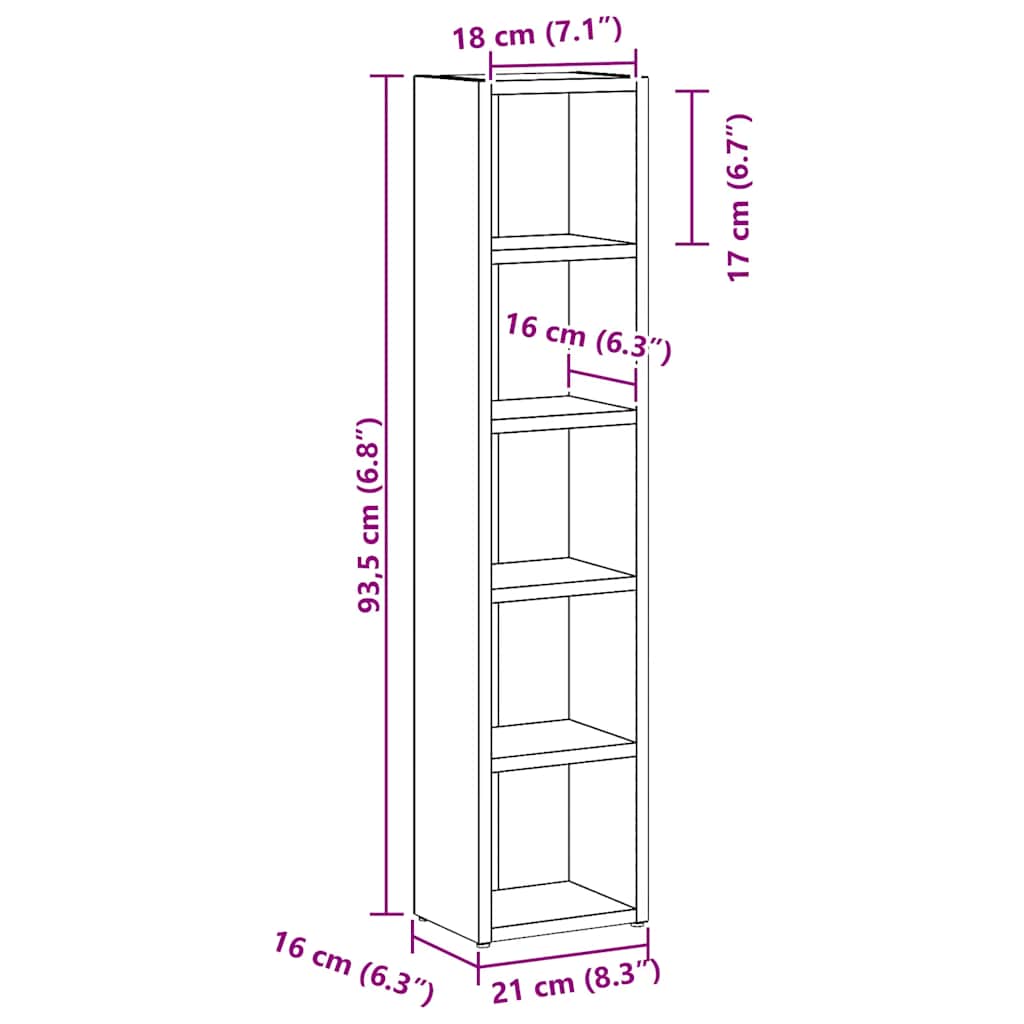 CD Cabinets 2 pcs Artisan Oak 21x16x93.5 cm Engineered Wood