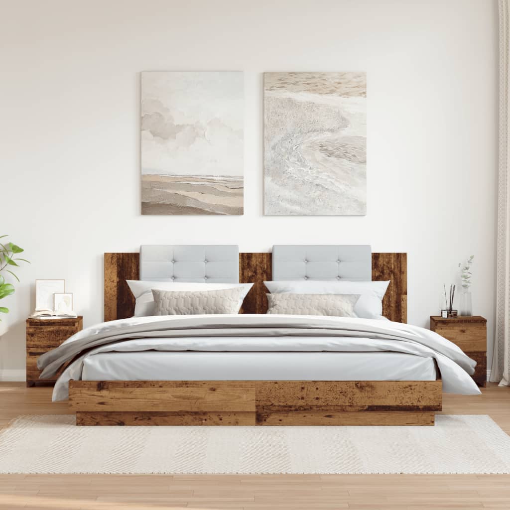 Bedside Cabinets 2 pcs Old Wood 30x30x40 cm Engineered Wood