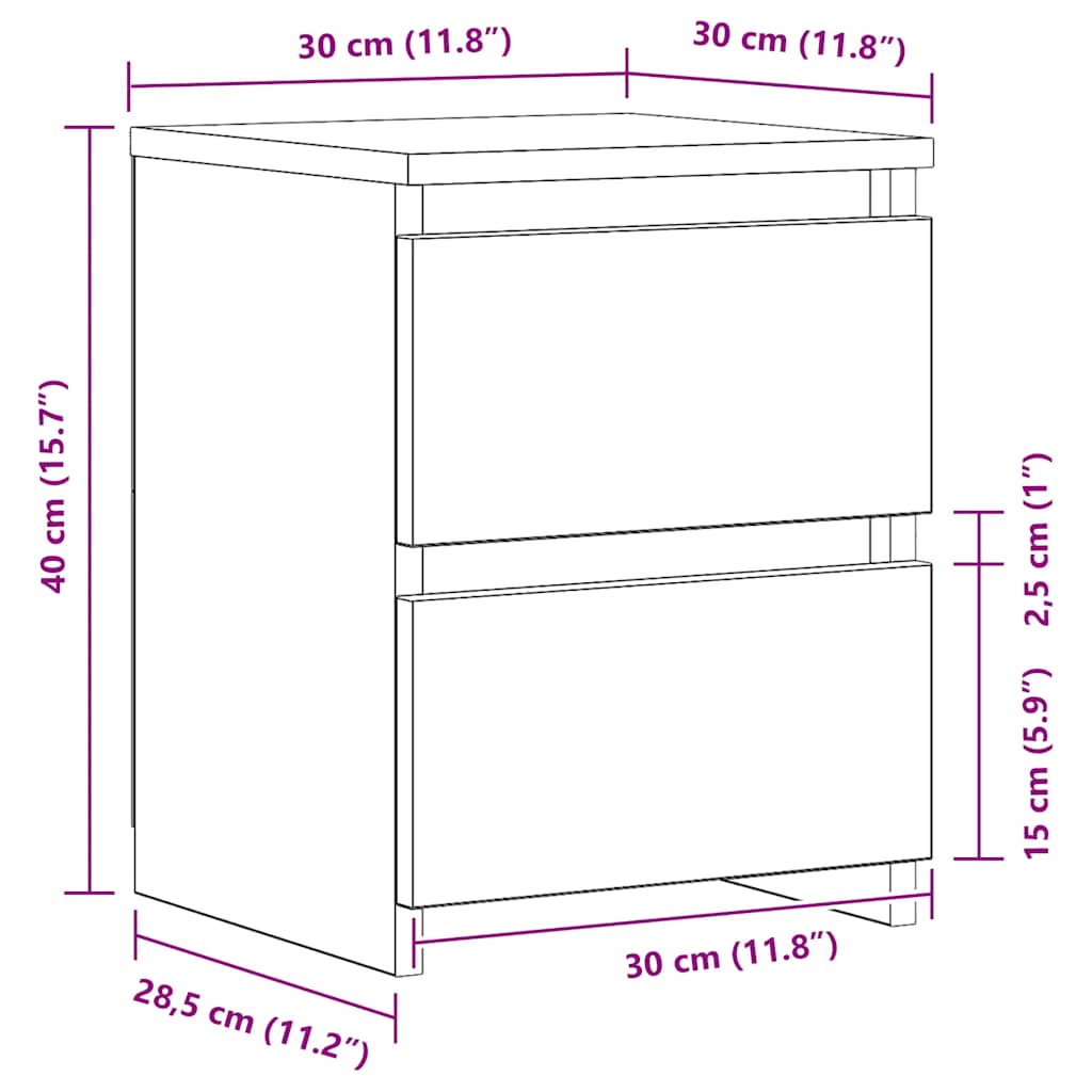 Bedside Cabinet Aritisan Oak 30x30x40 cm Engineered Wood