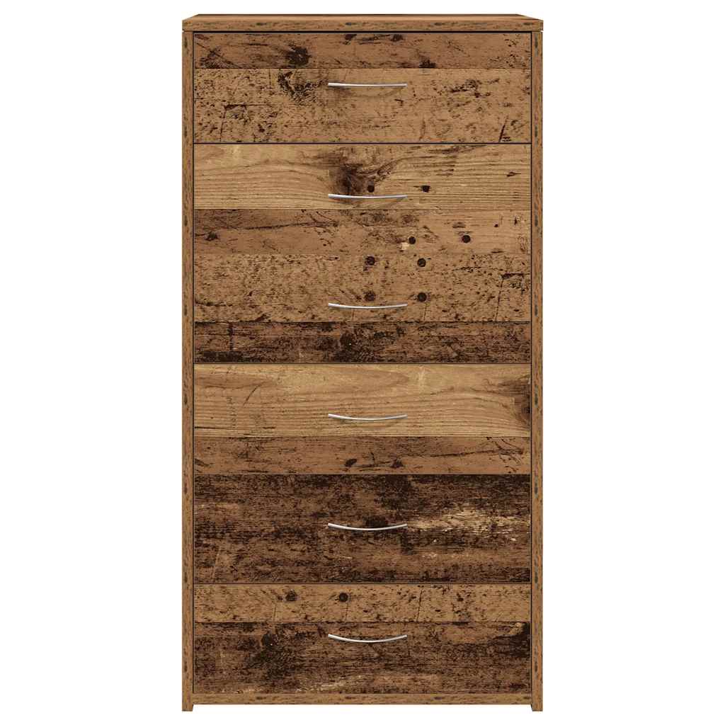 Sideboard with 6 Drawers Old Wood 50x34x96 cm Engineered Wood