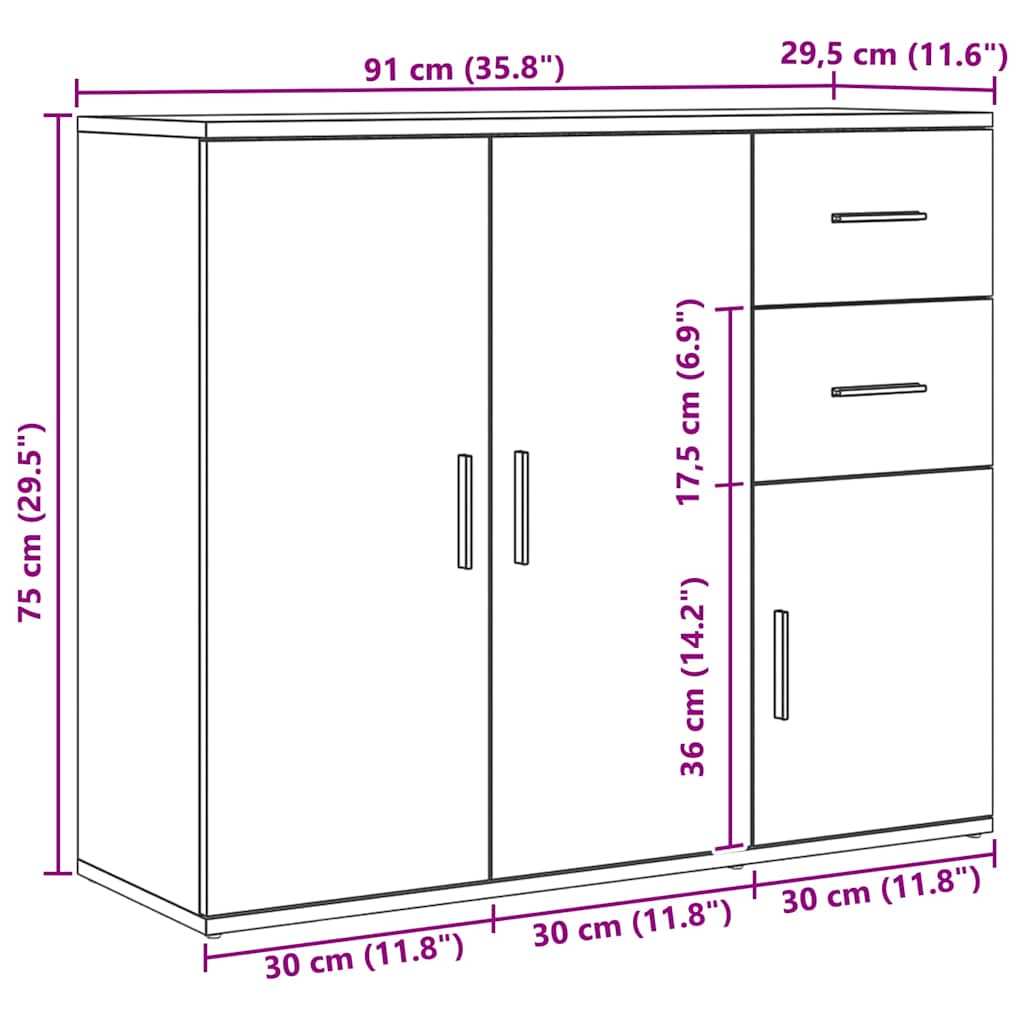 Sideboard Artisan Oak 91x29.5x75 cm Engineered Wood
