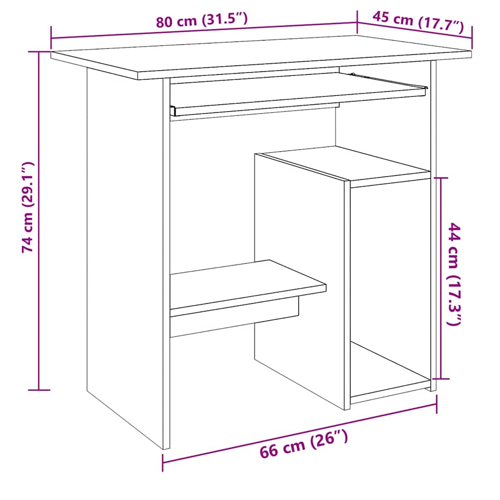 Desk Artisan Oak 80x45x74 cm Engineered Wood