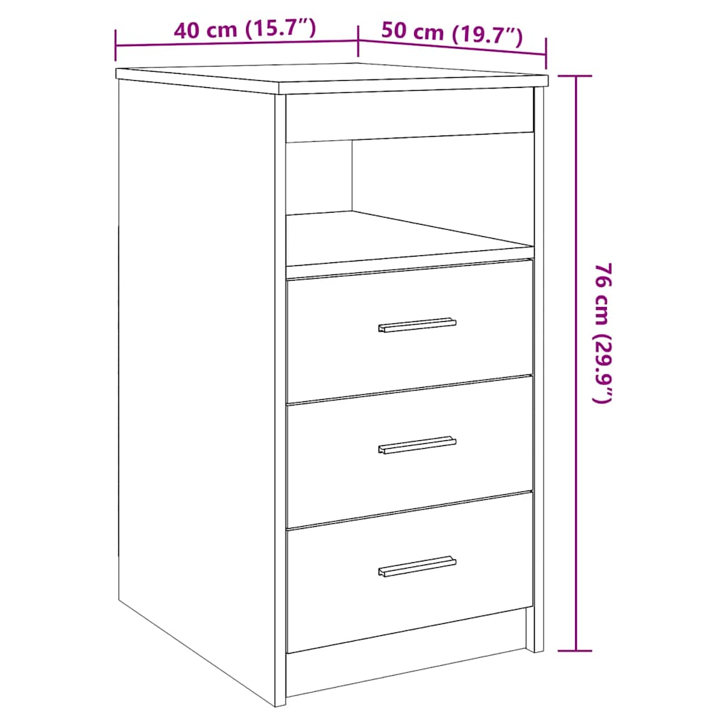 Drawer Cabinet Old Wood 40x50x76 cm Engineered Wood