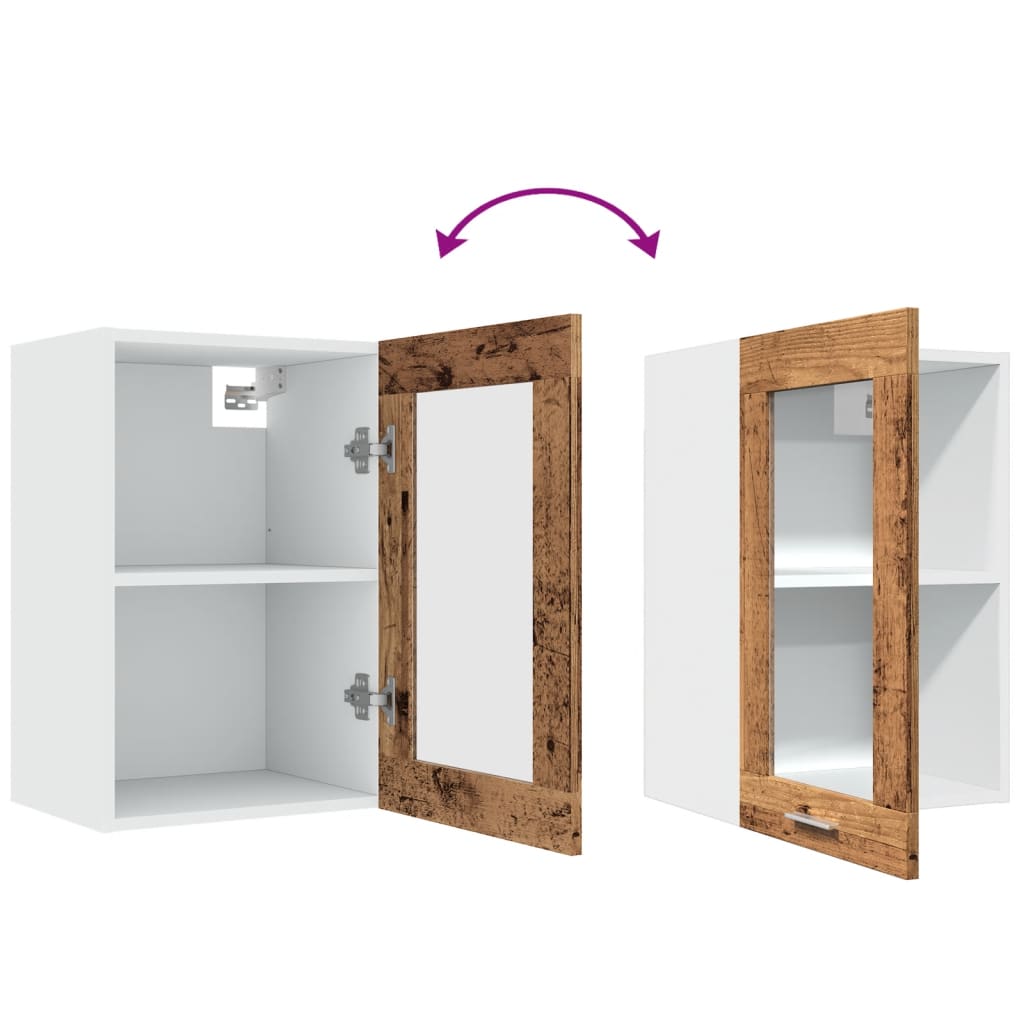 Hanging Glass Cabinet Lyon Old Wood 40x31x60 cm Engineered Wood