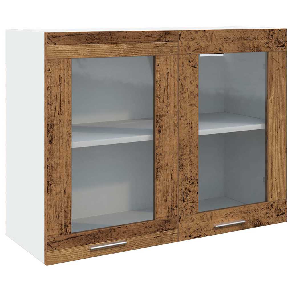 Hanging Glass Cabinet Lyon Old Wood 80x31x60 cm Engineered Wood