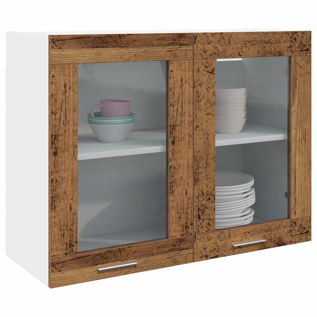 Hanging Glass Cabinet Lyon Old Wood 80x31x60 cm Engineered Wood