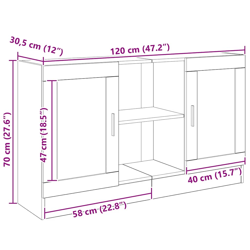 Sideboard Artisan Oak 120x30.5x70 cm Engineered Wood