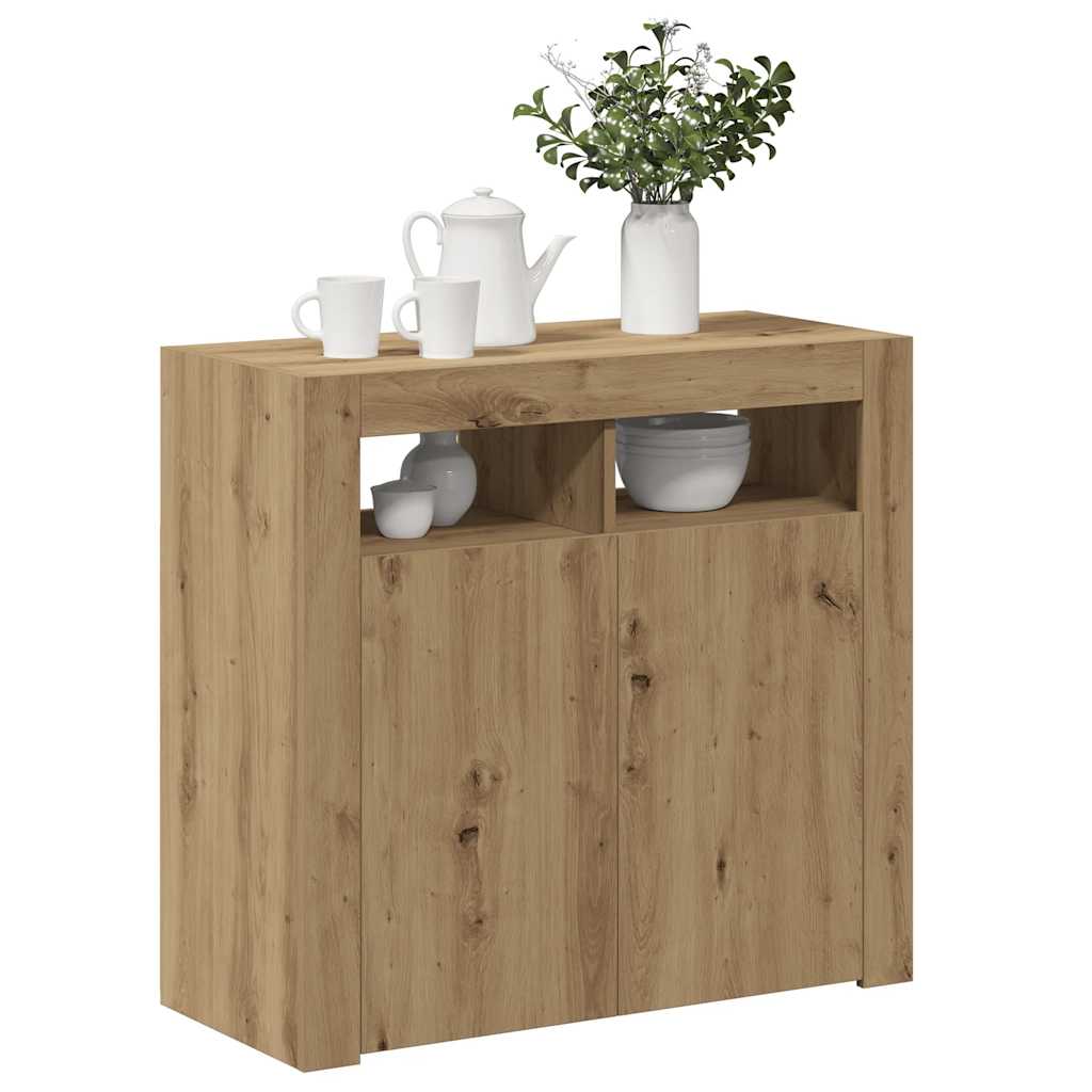 Sideboard with LED Lights Artisan Oak 80x35x75 cm Engineered Wood