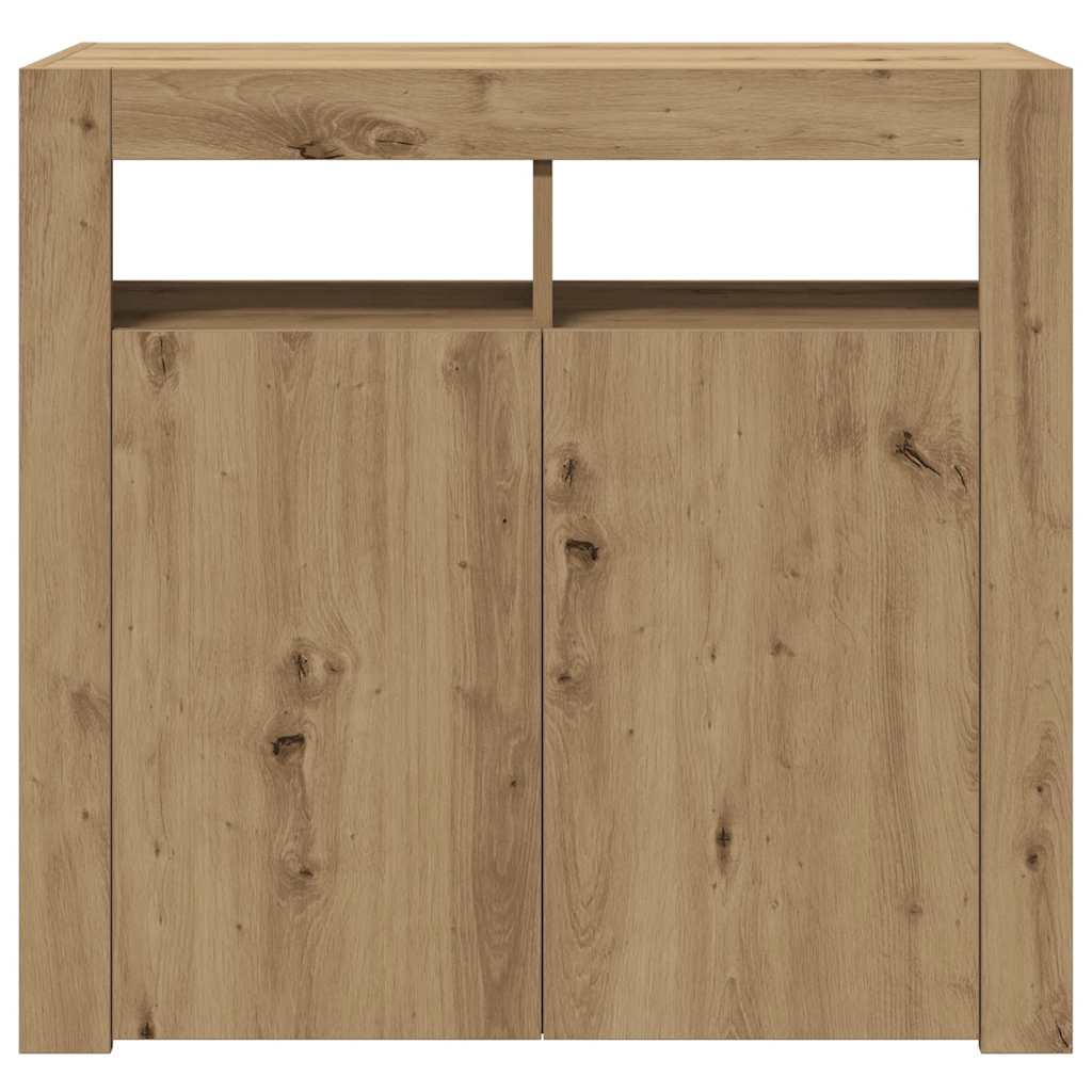Sideboard with LED Lights Artisan Oak 80x35x75 cm Engineered Wood