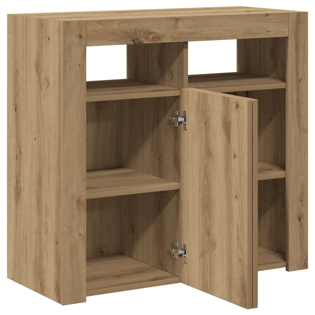 Sideboard with LED Lights Artisan Oak 80x35x75 cm Engineered Wood