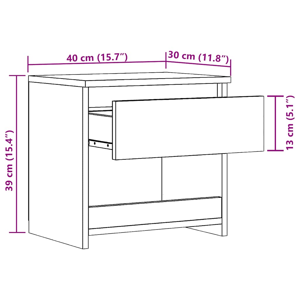 Bedside Cabinets 2 pcs Artisan Oak 40x30x39 cm Engineered Wood
