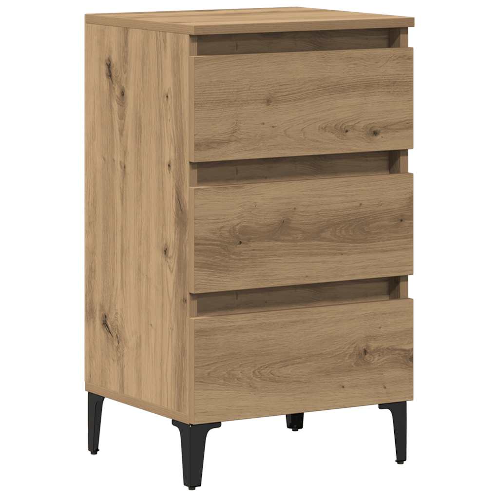 Bed Cabinet with Metal Legs Artisan Oak 40x35x69 cm