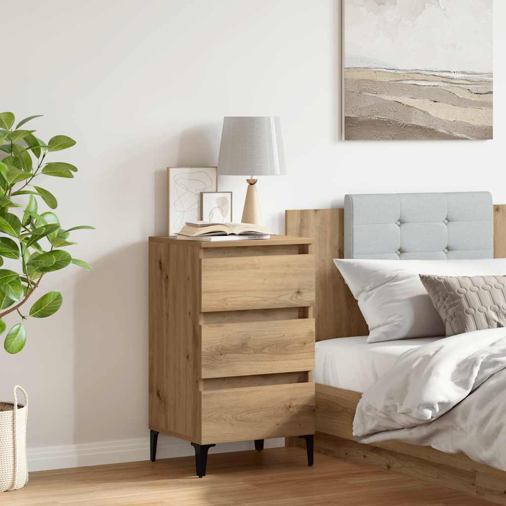 Bed Cabinet with Metal Legs Artisan Oak 40x35x69 cm