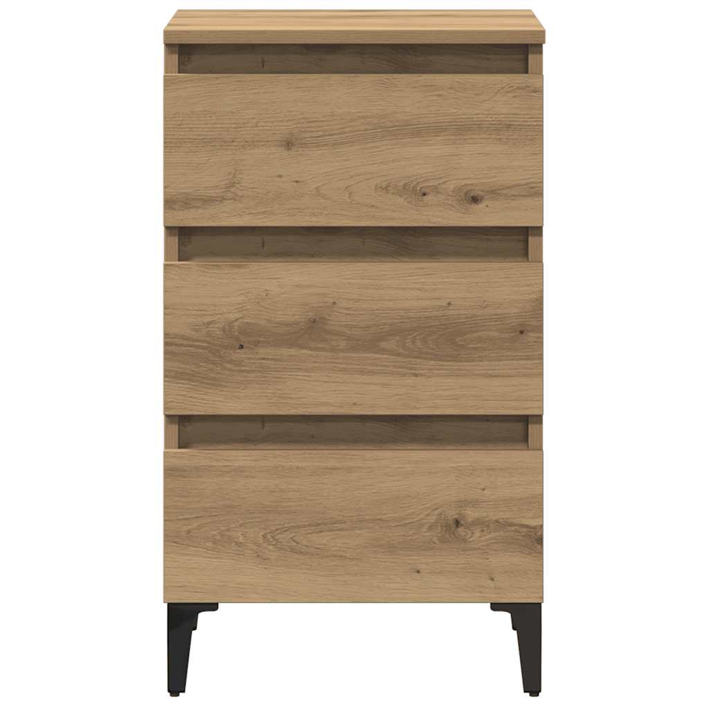 Bed Cabinet with Metal Legs Artisan Oak 40x35x69 cm