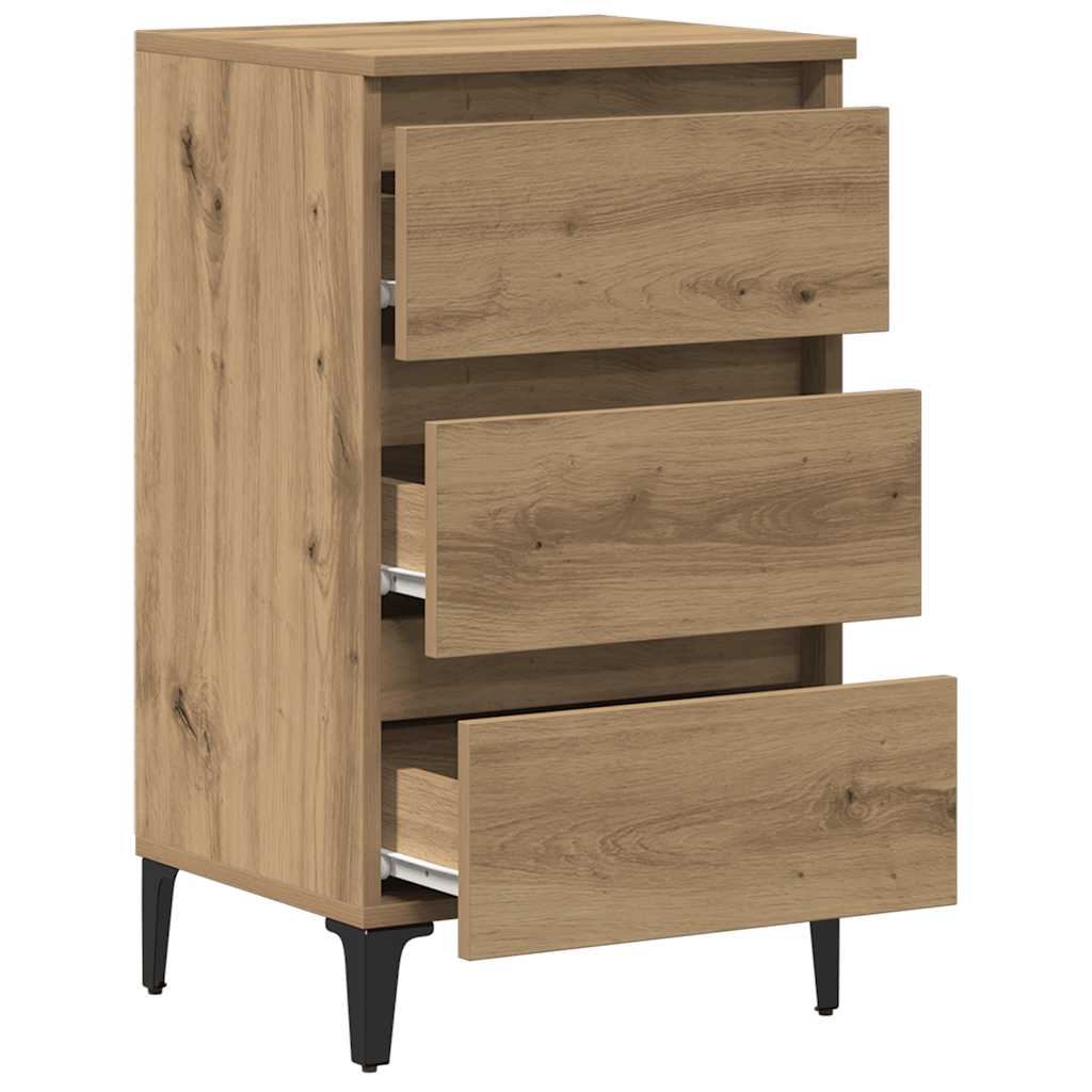 Bed Cabinet with Metal Legs Artisan Oak 40x35x69 cm