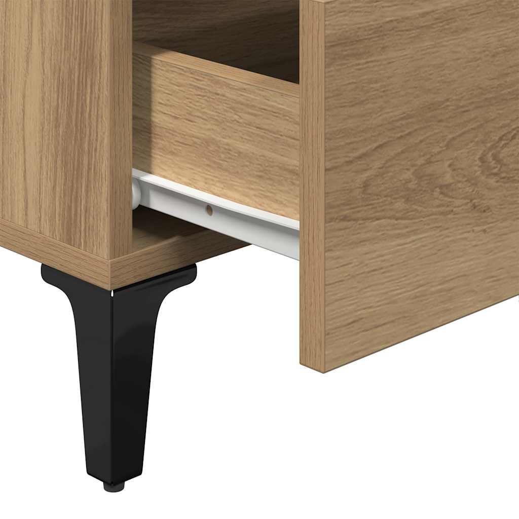 Bed Cabinet with Metal Legs Artisan Oak 40x35x69 cm