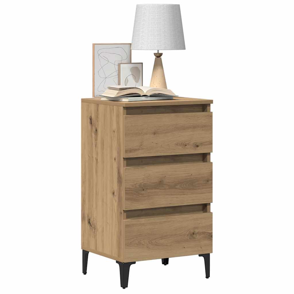 Bed Cabinet with Metal Legs Artisan Oak 40x35x69 cm