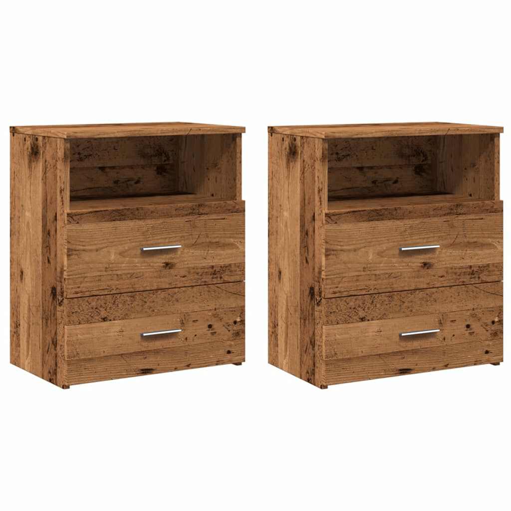 Bedside Cabinets 2 pcs Old Wood 50x32x60cm Engineered Wood
