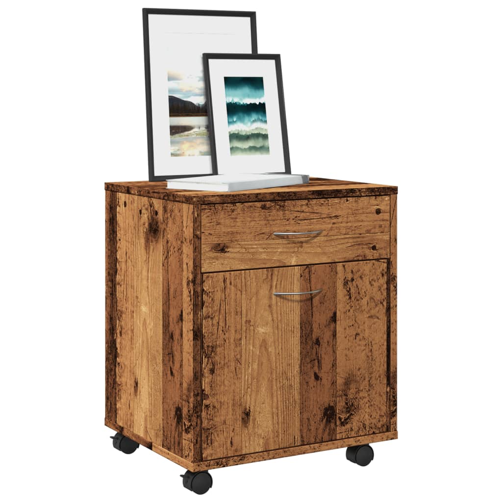 Rolling Cabinet Old Wood 45x38x54 cm Engineered Wood