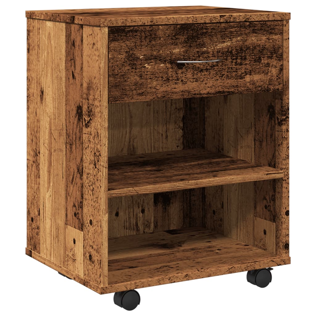 Rolling Cabinet Old Wood 46x36x59 cm Engineered Wood