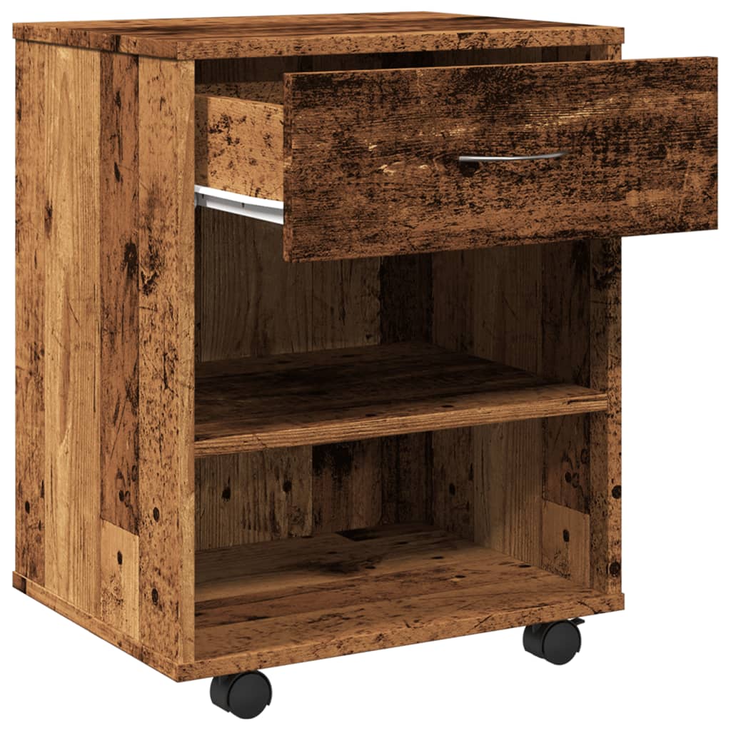 Rolling Cabinet Old Wood 46x36x59 cm Engineered Wood