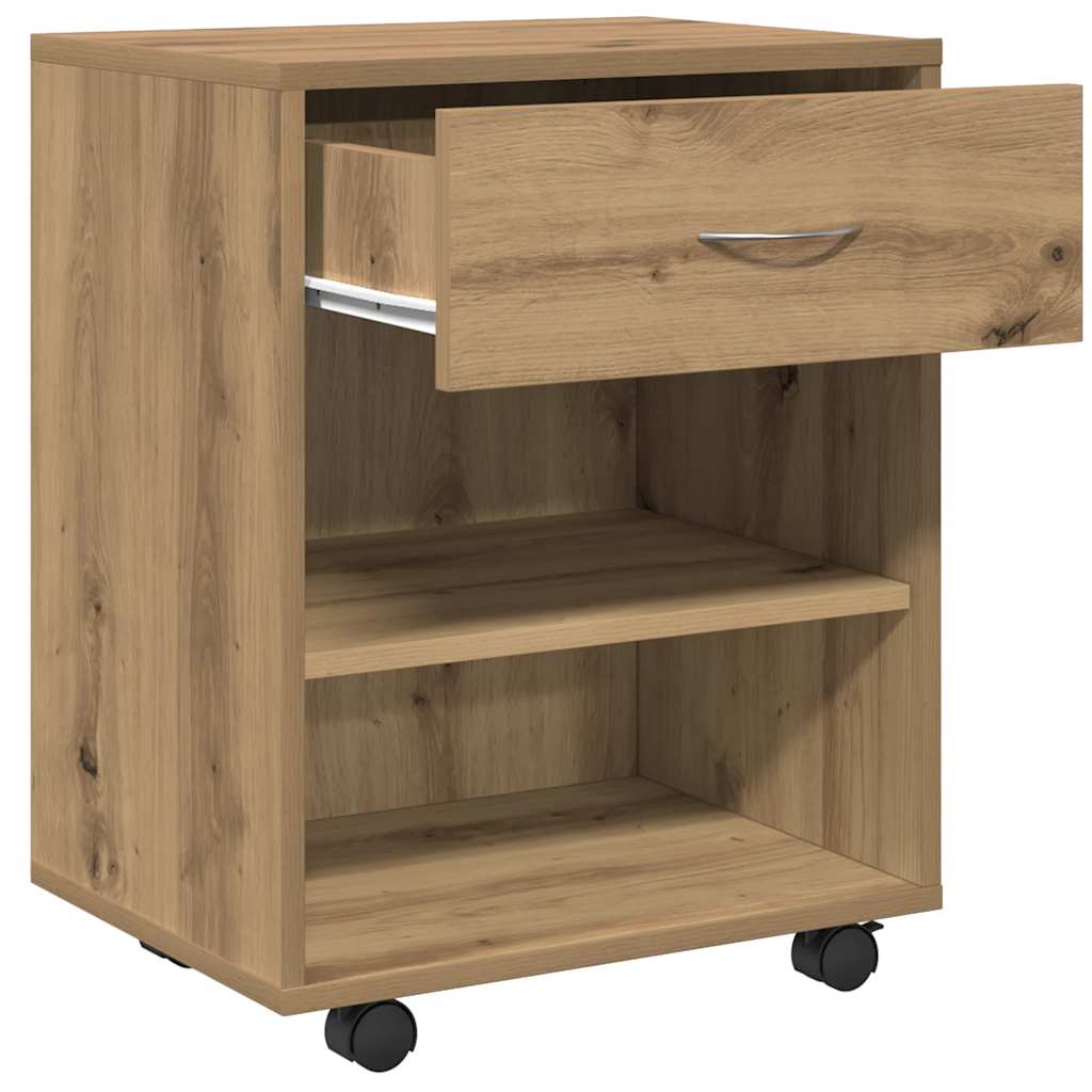 Rolling Cabinet Artisan Oak 46x36x59 cm Engineered Wood
