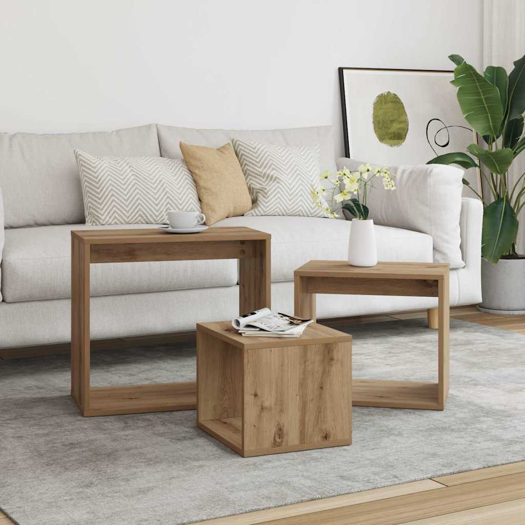 Nesting Tables 3 pcs Artisan Oak Engineered Wood
