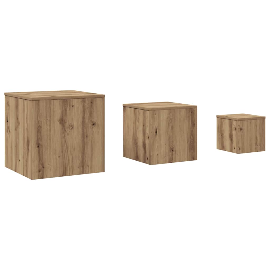 Side Tables 3 pcs Old Wood Engineered Wood
