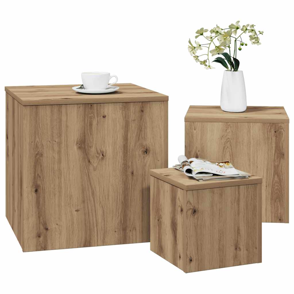 Side Tables 3 pcs Old Wood Engineered Wood