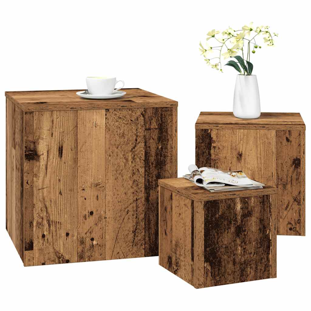 Side Tables 3 pcs Artisan Oak Engineered Wood