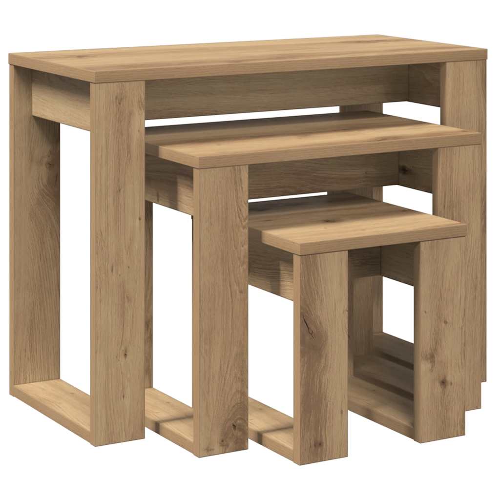 Nest of Tables 3 pcs Artisan Oak Engineered Wood