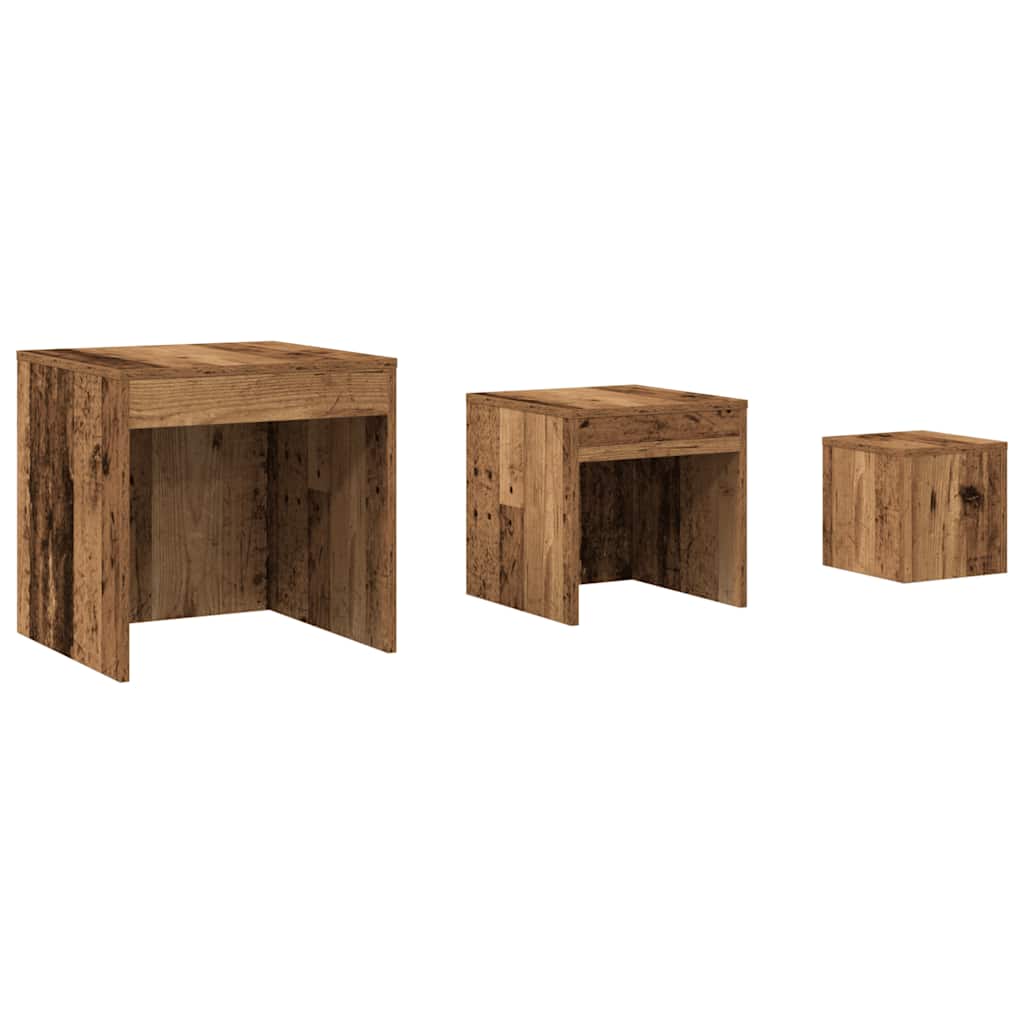 Nesting Tables 3 pcs Old Wood Engineered Wood
