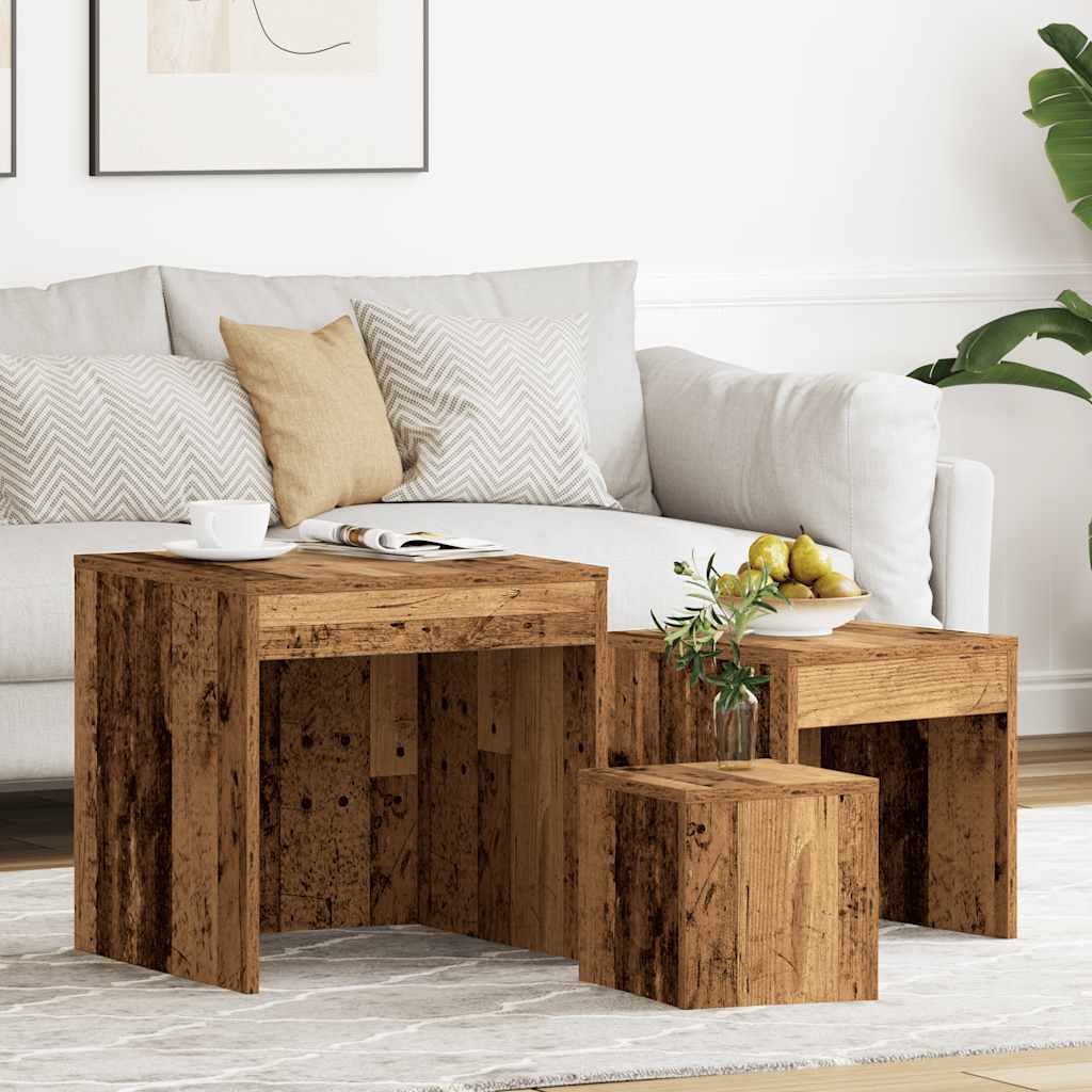 Nesting Tables 3 pcs Old Wood Engineered Wood