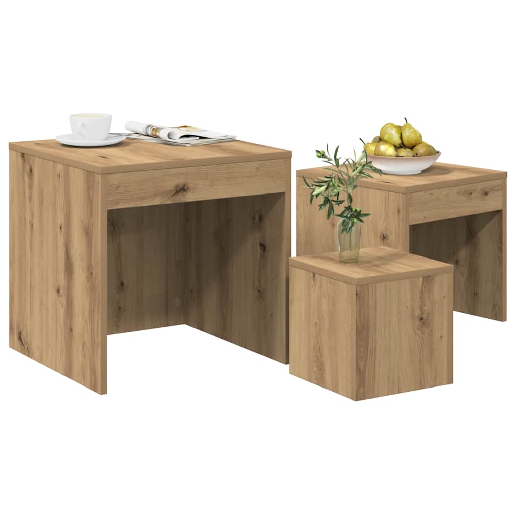 Nesting Tables 3 pcs Artisan Oak Engineered Wood