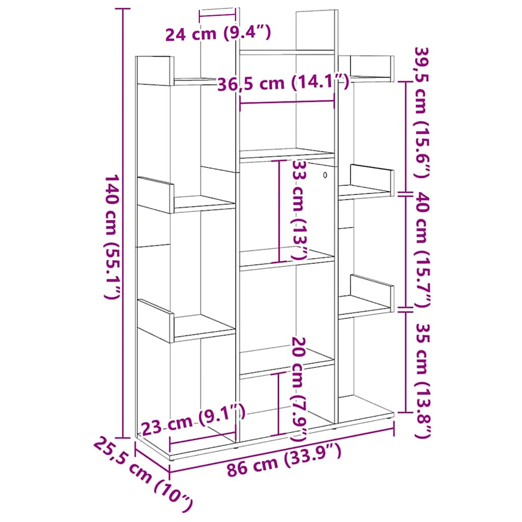 Book Cabinet Old Wood 86x25.5x140 cm Engineered Wood