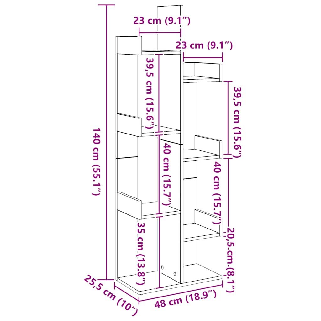 Book Cabinet Artisan Oak 48x25.5x140 cm Engineered Wood