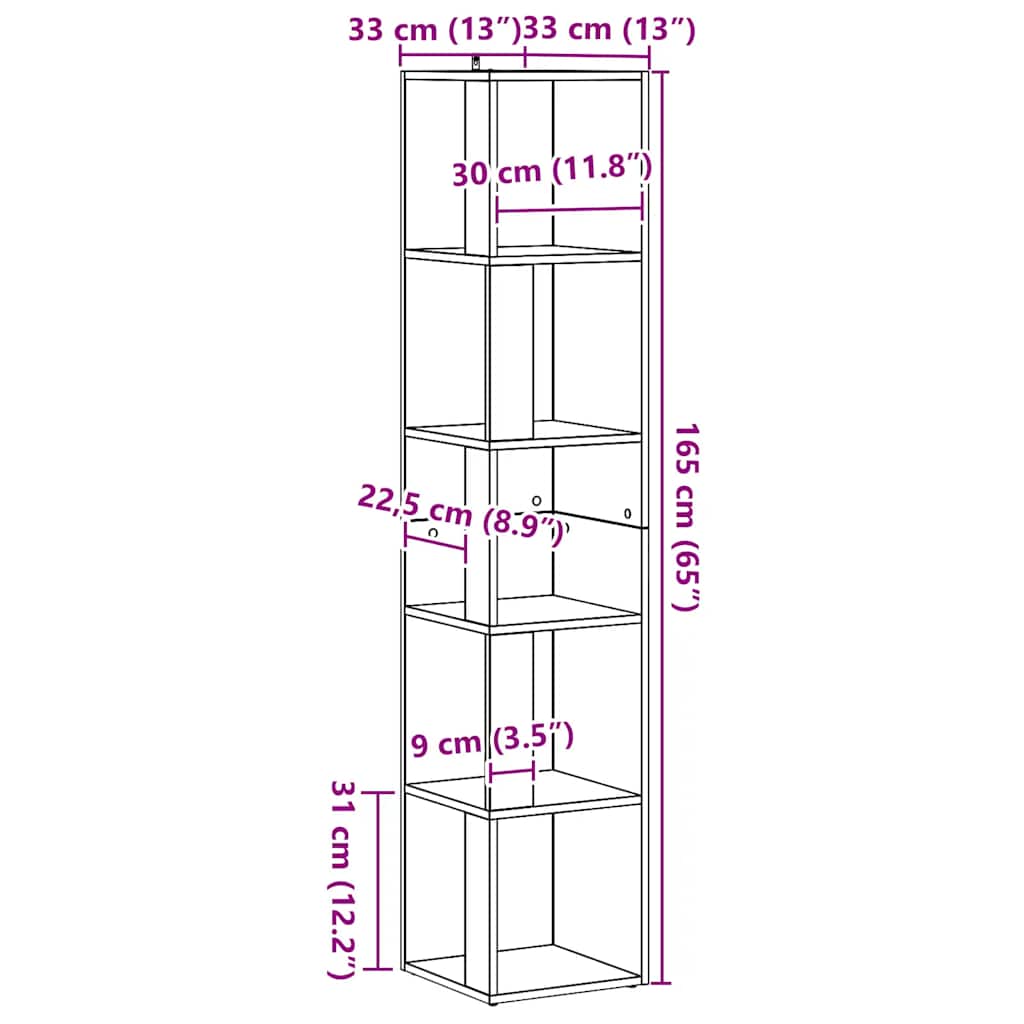Corner Cabinet Artisan Oak 33x33x165 cm Engineered Wood