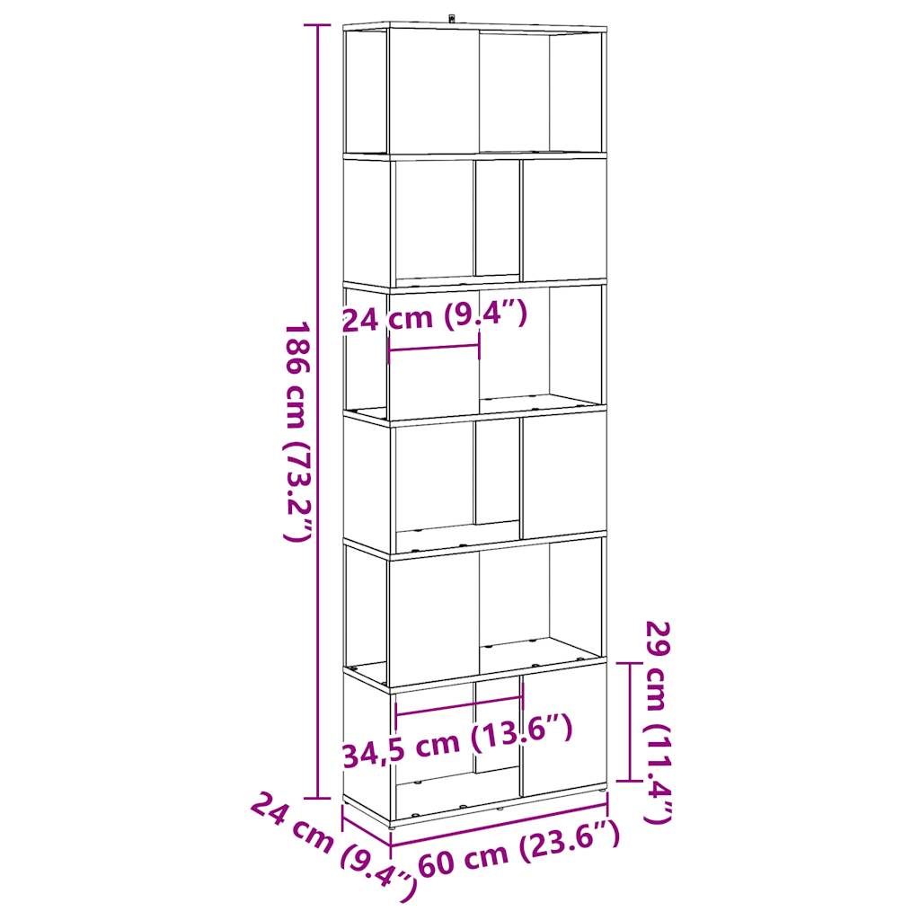 Book Cabinet/Room Divider Old Wood 60x24x186 cm