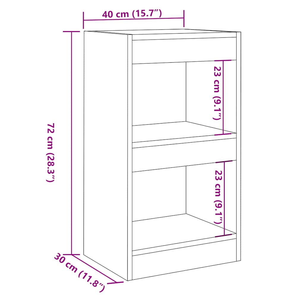 Book Cabinet/Room Divider Old Wood 40x30x72 cm