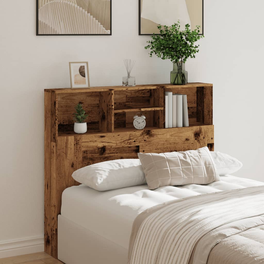 Headboard Cabinet Old Wood 120x19x103.5 cm Engineered Wood