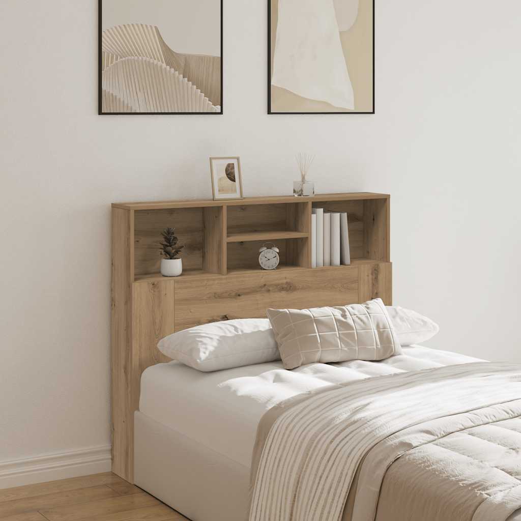 Headboard Cabinet Artisian Oak 120x19x103.5 cm Engineered Wood