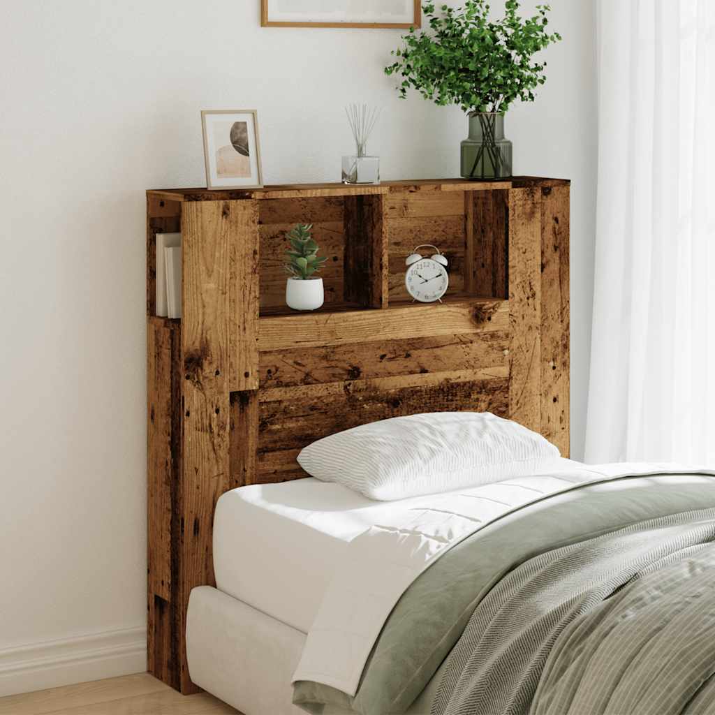 Headboard Cabinet Old Wood 100x18.5x102.5 cm Engineered Wood
