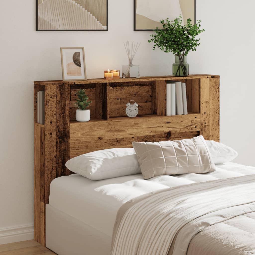 Headboard Cabinet Old Wood 140x18.5x102.5 cm Engineered Wood